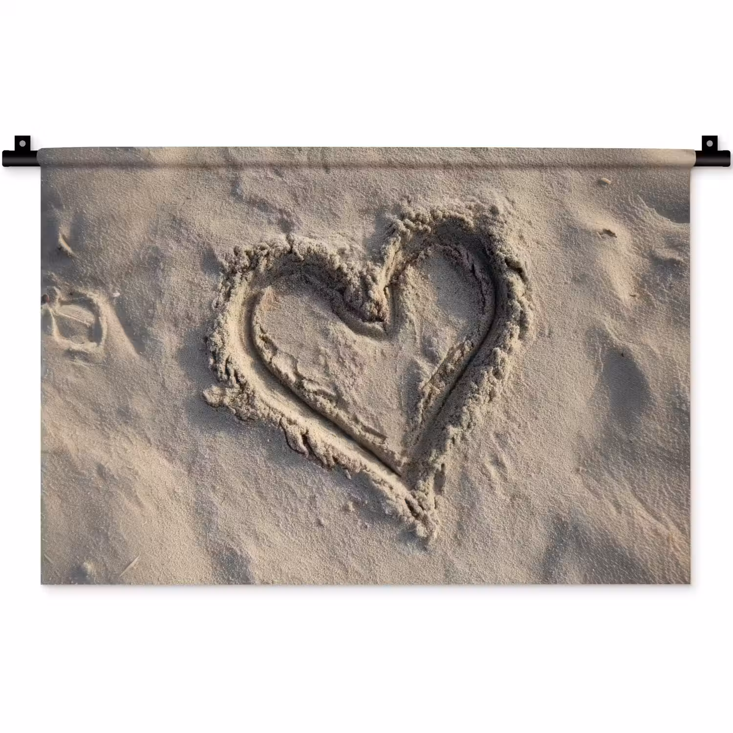 Hartvorm - Getekend - Beige - Zand Wandkleed katoen klein -zz3d
