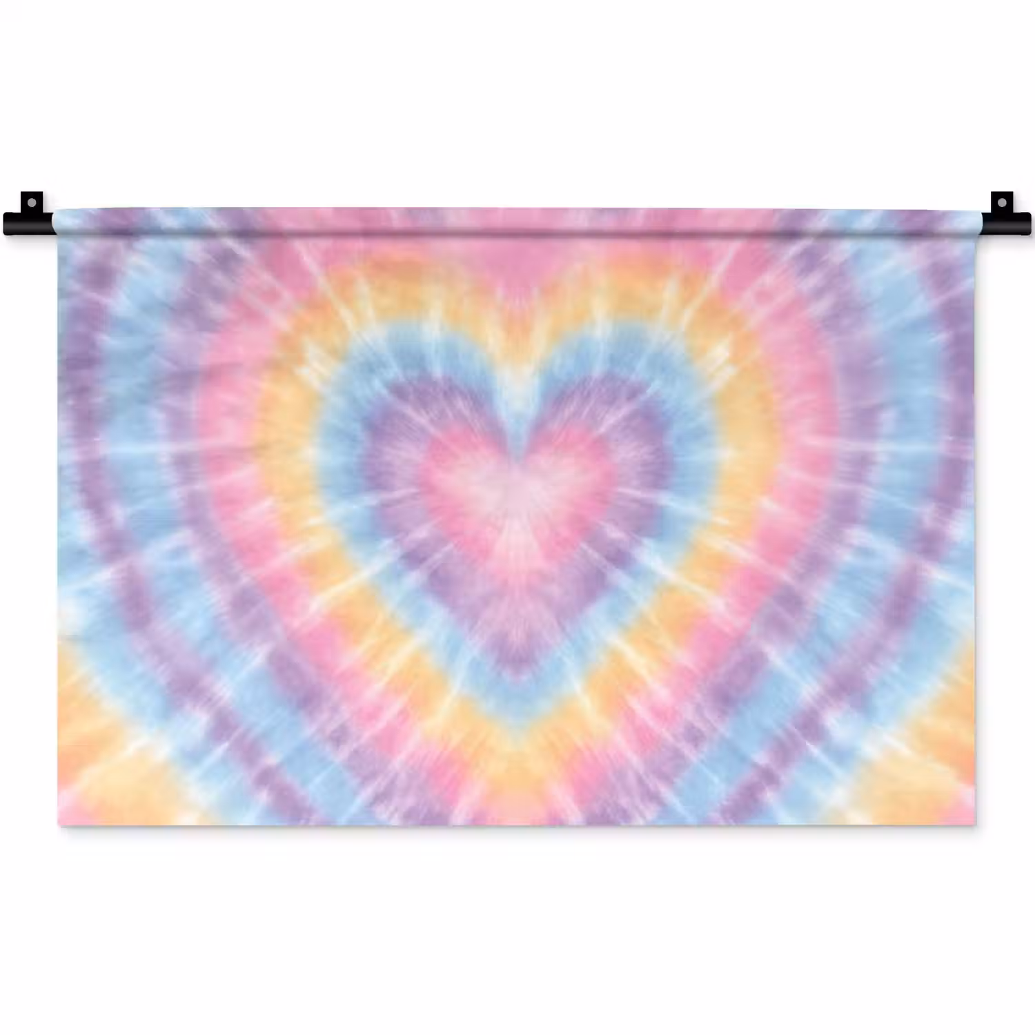 Hartvorm - Pastelkleuren - Tie Dye Wandkleed katoen klein -zz3d