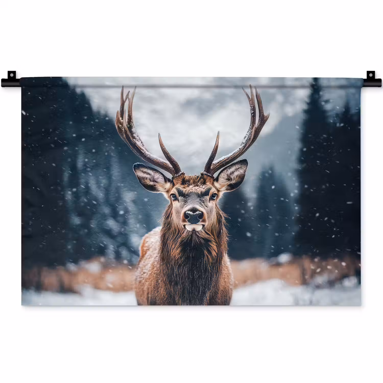 Hert - Dieren - Landschap - Winter - Sneeuw Wandkleed katoen klein -zz3d