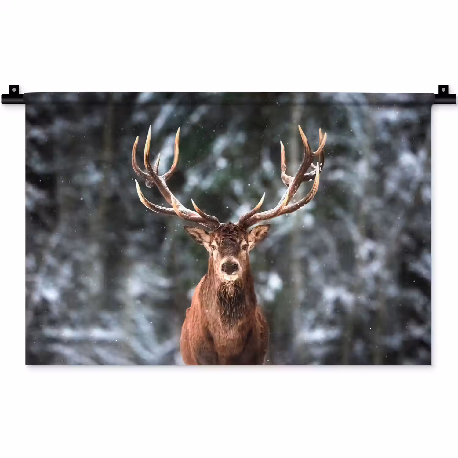 Hert - Winter - Sneeuw - Bos - Natuur - Dier Wandkleed katoen klein -zz3d