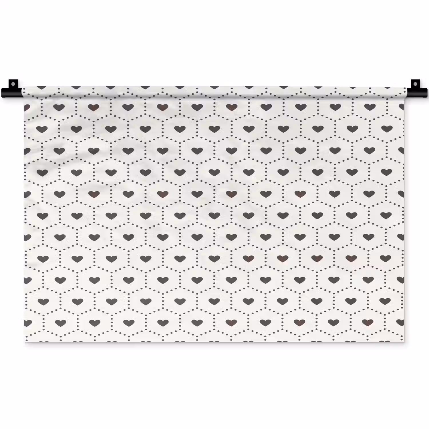 Hexagon - Patroon - Hartjes - Beige Wandkleed katoen klein 269 -zz3d