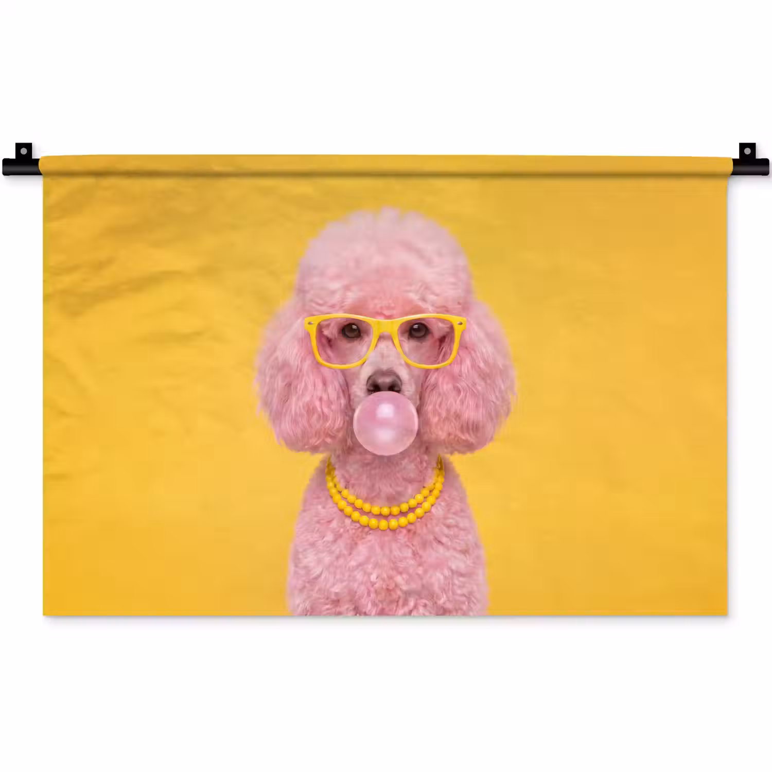 Hond - Kauwgum - Dieren - Modern - Roze Wandkleed katoen klein -zz3d