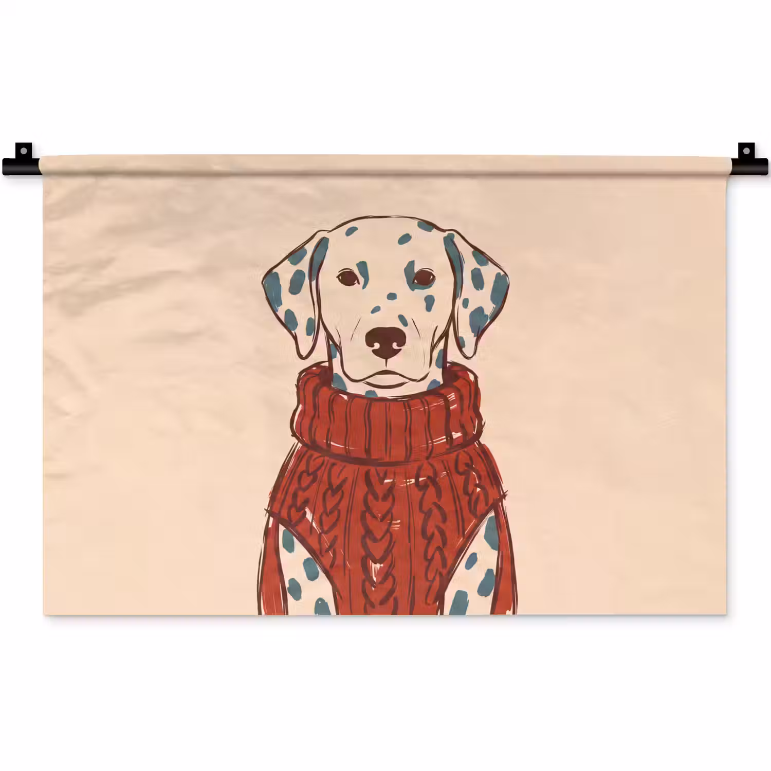 Hond - Trui - Winter - Dieren - Rood Wandkleed katoen klein -zz3d