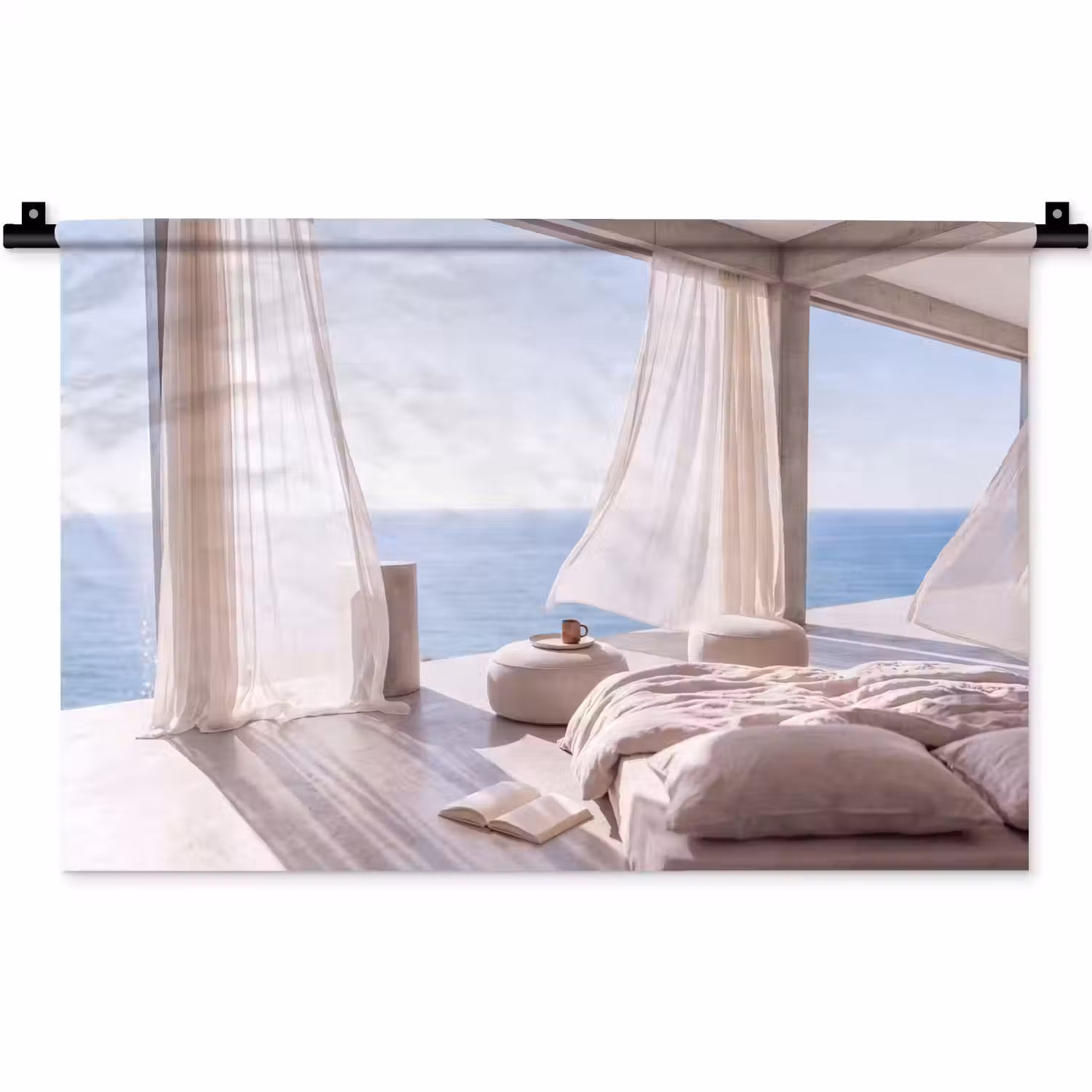 Interieur - Zeezicht - Modern - Rust - Beige Wandkleed katoen klein -zz3d