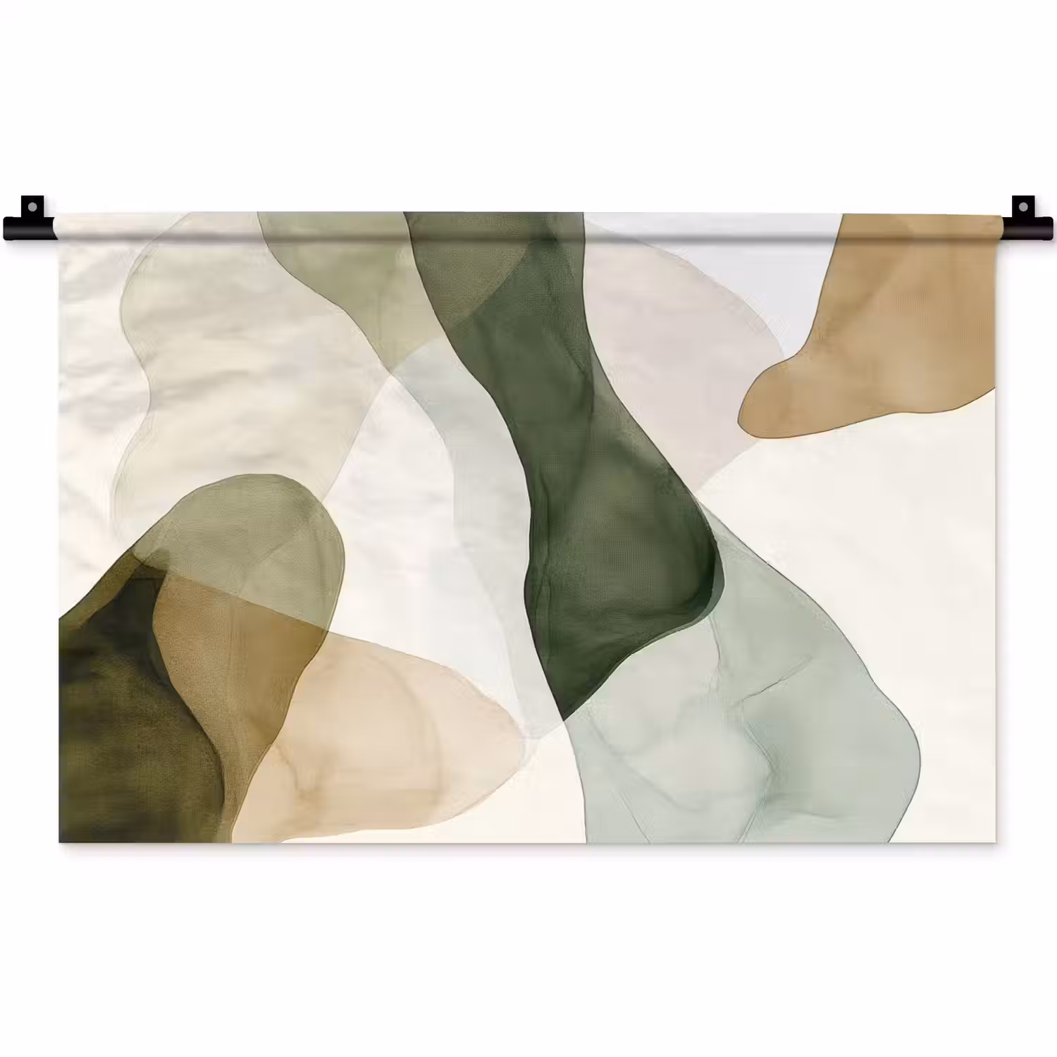 Japandi - Abstract - Groen Wandkleed katoen klein -zz3d
