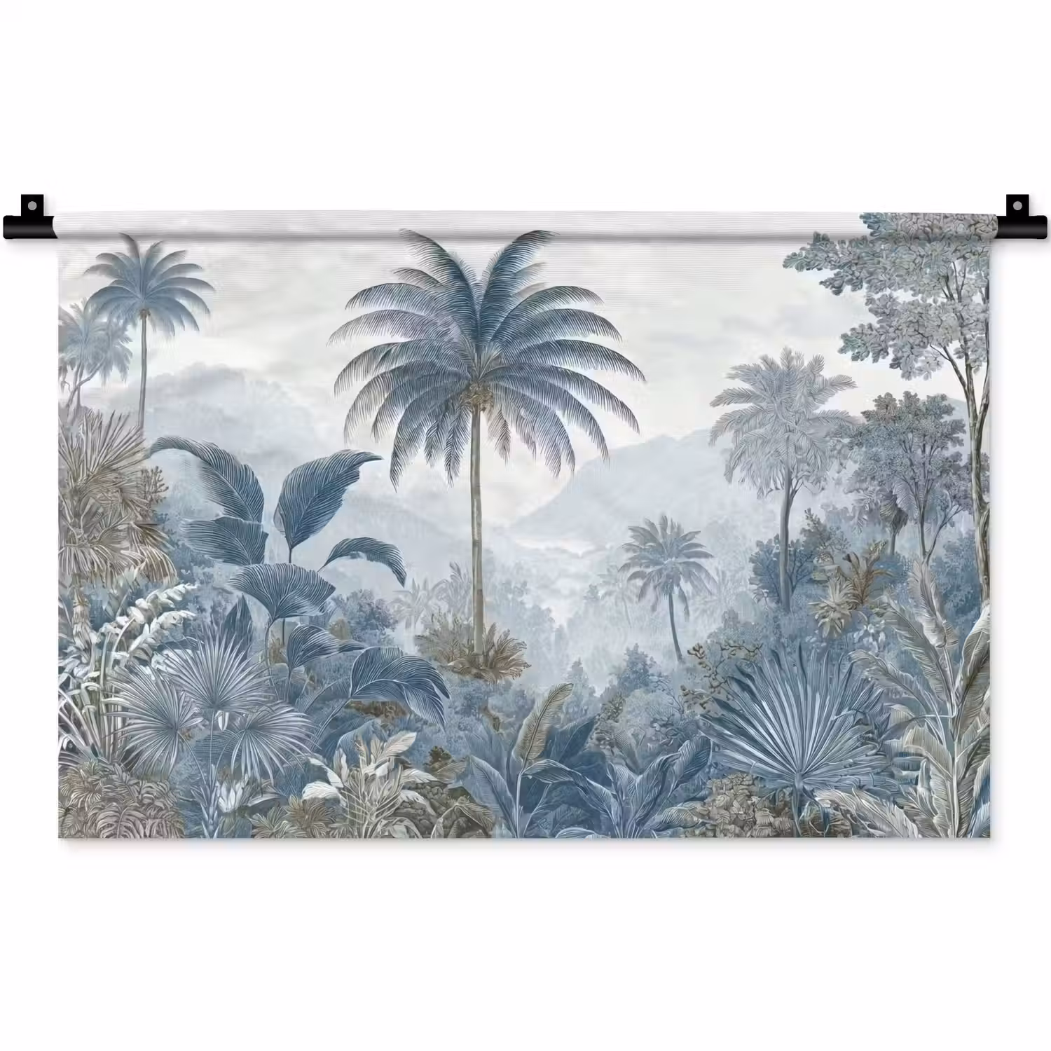 Jungle - Modern - Blauw - Groen Wandkleed katoen klein -zz3d