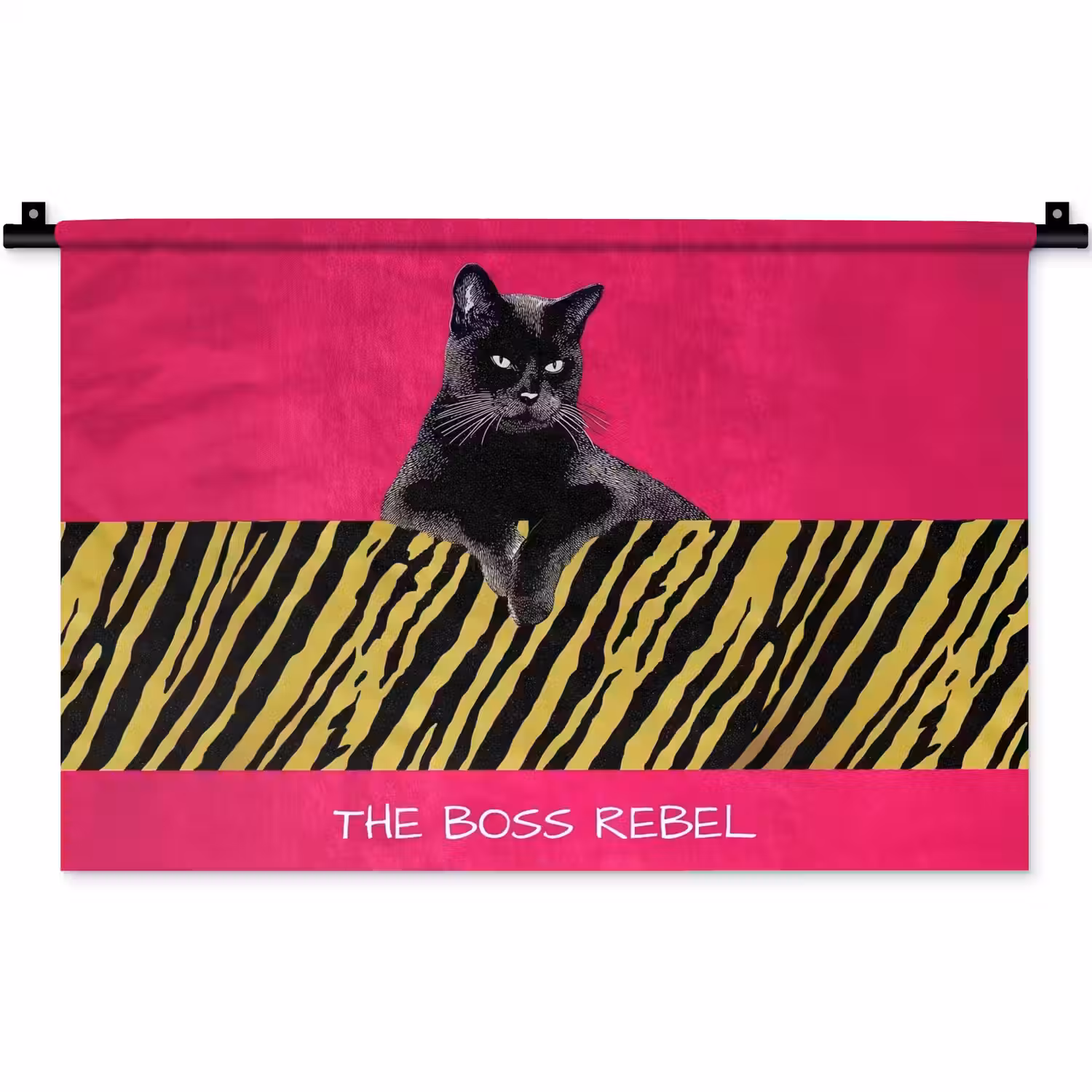 Kat - Baas - Roze - Tijgerprint Wandkleed katoen klein -zz3d