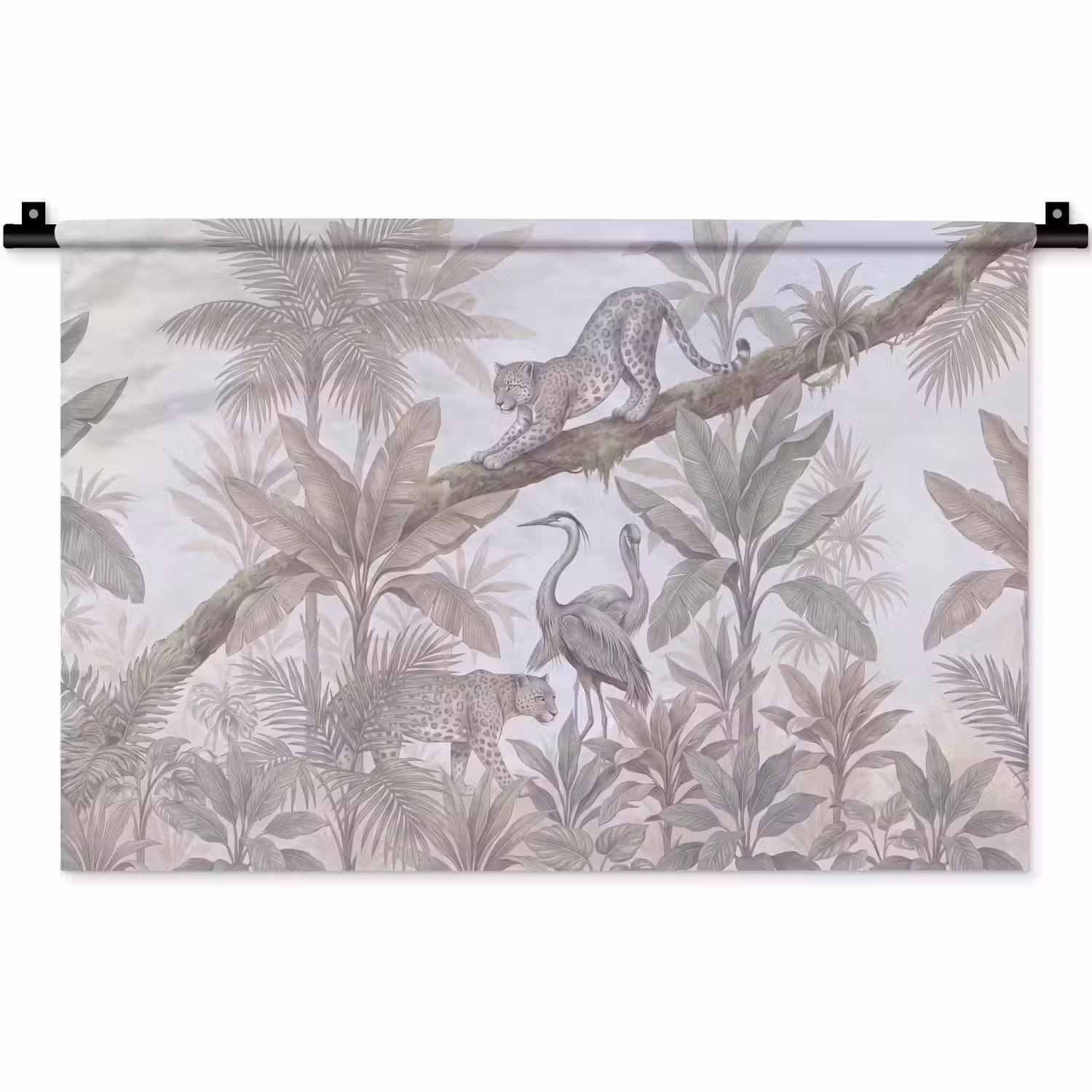 Kat - Vogel - Jungle - Illustratie - Dieren Wandkleed katoen klein -zz3d