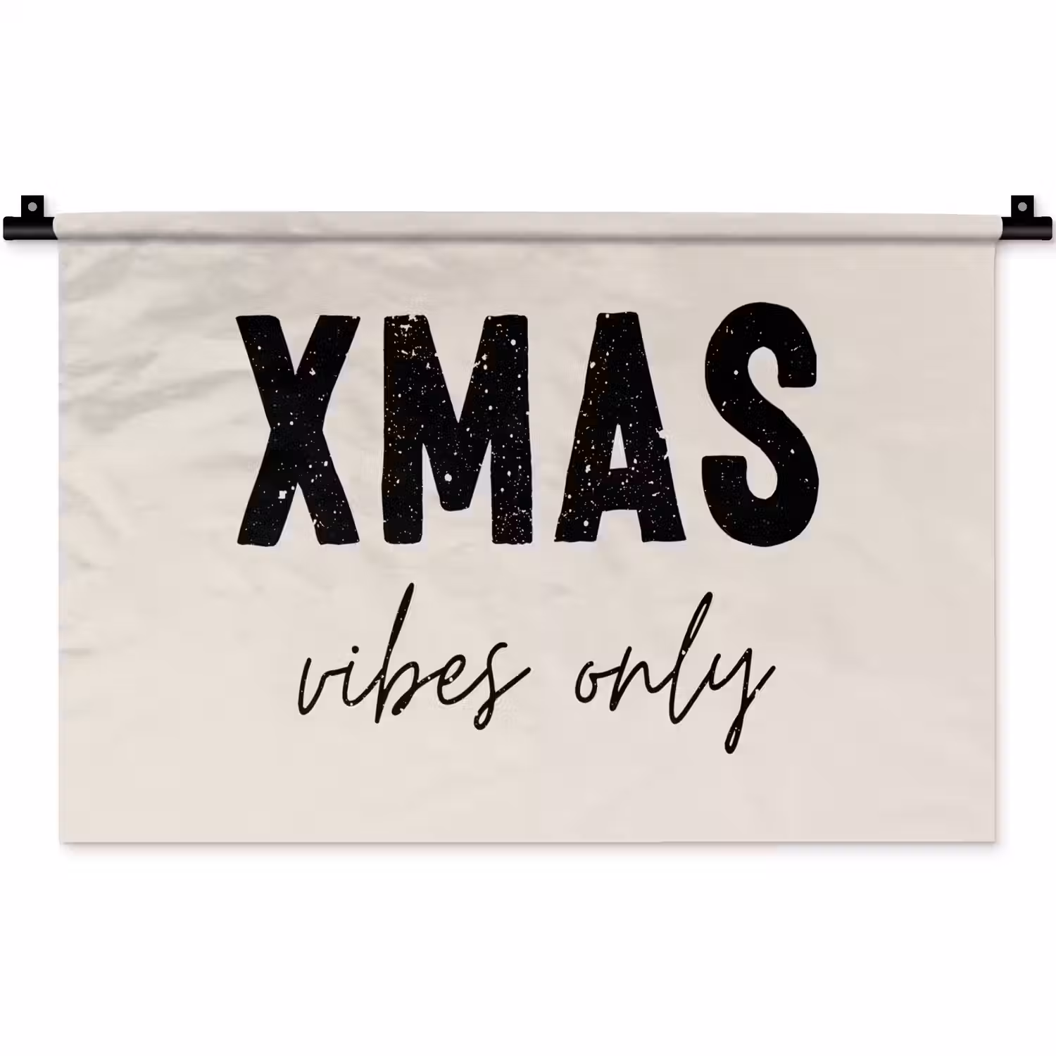 Kerst - Spreuk - xmas vibes only - Beige Wandkleed katoen klein -zz3d