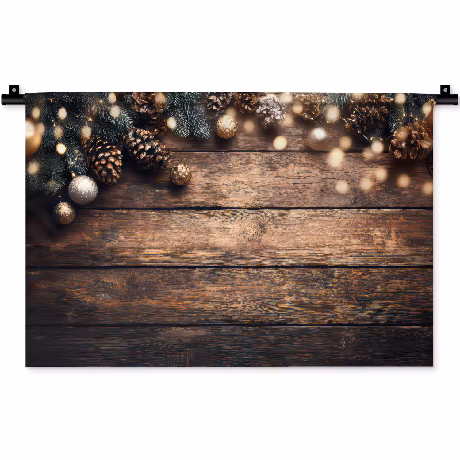 Kerstdecoratie - Houten - Dennenappel - Bruin Wandkleed katoen klein -zz3d