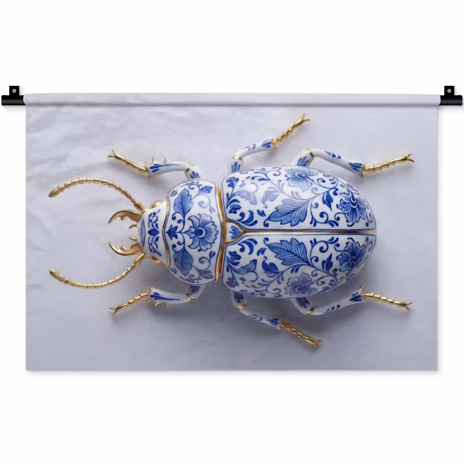 Kever - Delfts - Blauw - Goud Wandkleed katoen klein -zz3d