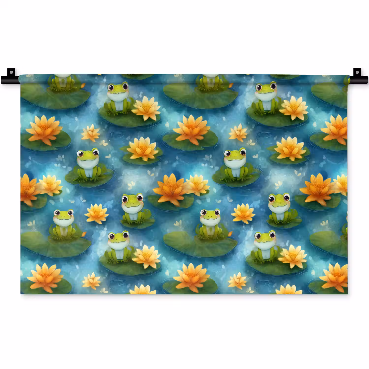 Kikker - Lelies - Groen Wandkleed katoen klein 269 -zz3d