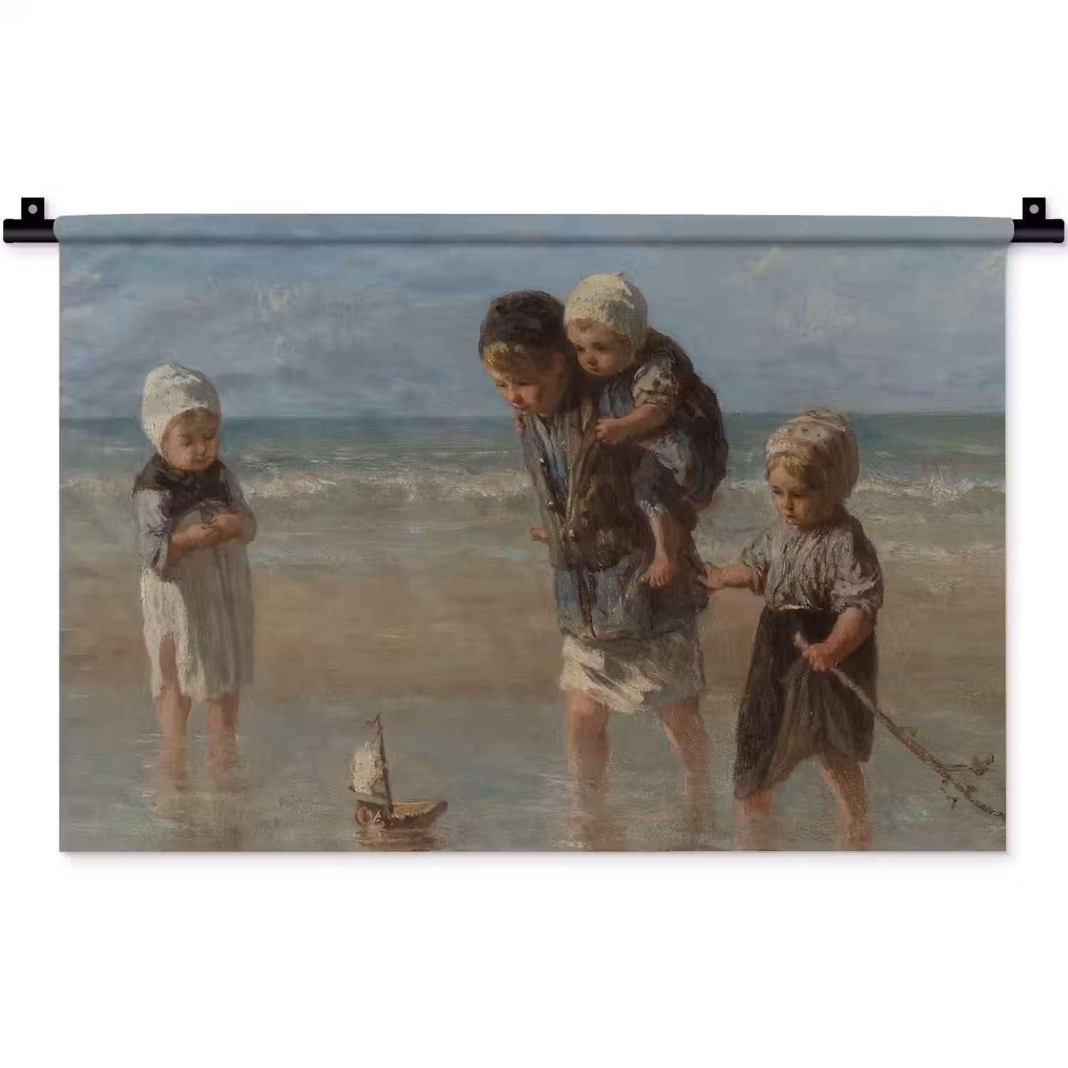 Kinderen der zee - Schilderij van Jozef Israëls Wandkleed katoen klein -zz3d