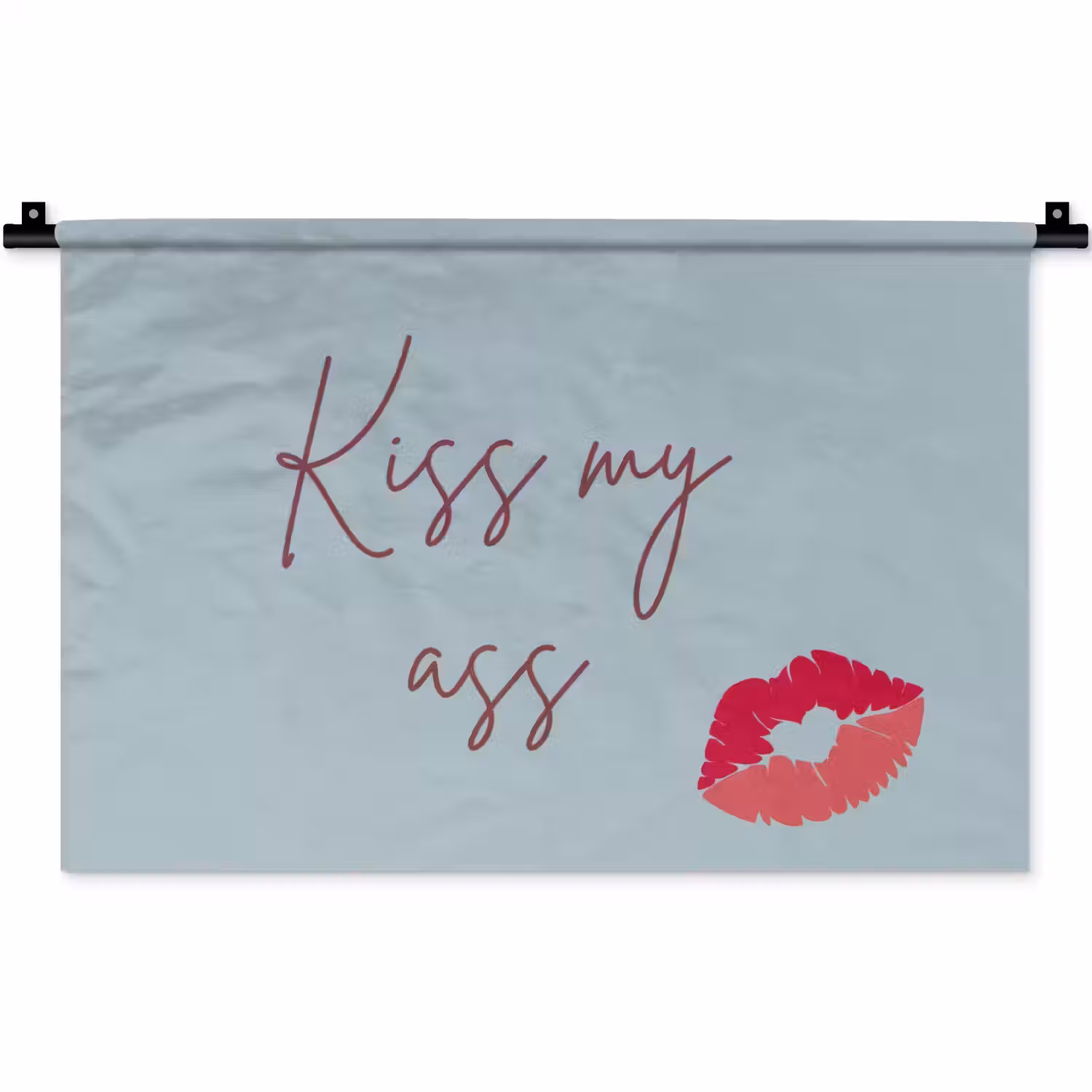 Kiss my ass - Lip - Blauw Wandkleed katoen klein -zz3d