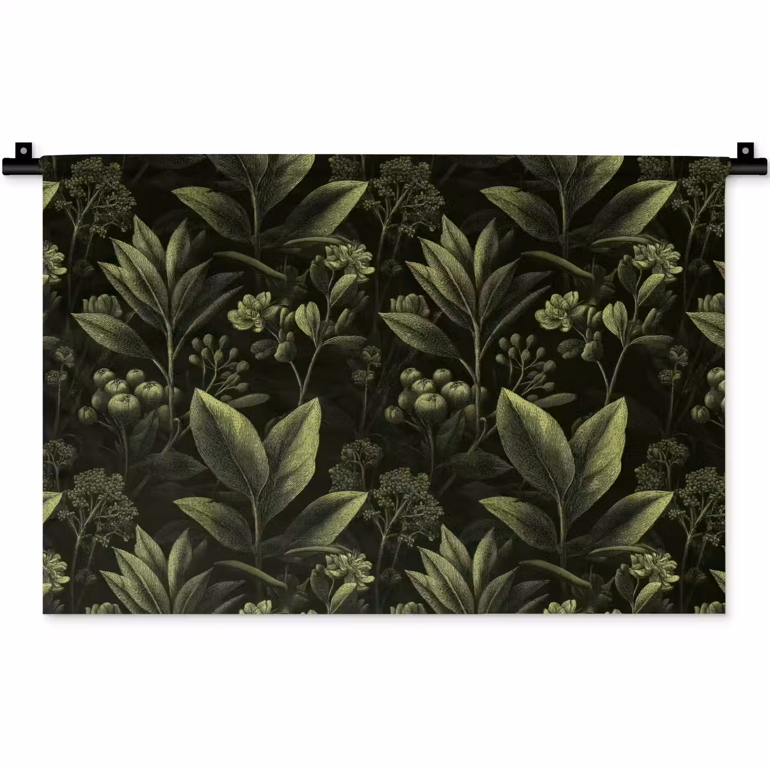 Klassiek - Donker - Botanisch - Planten Wandkleed katoen klein 269 -zz3d