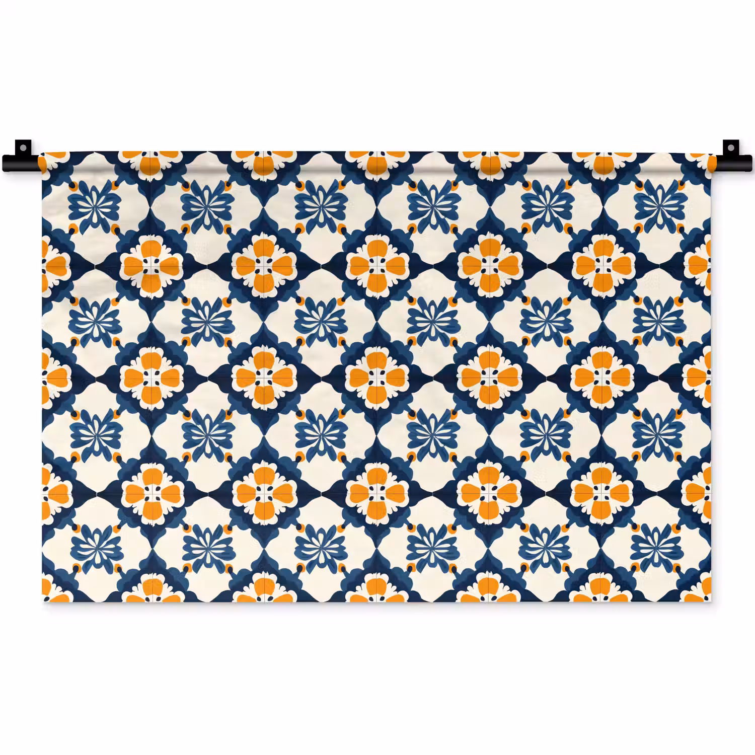 Klassiek - Geometrisch - Blauw Wandkleed katoen klein 269 -zz3d
