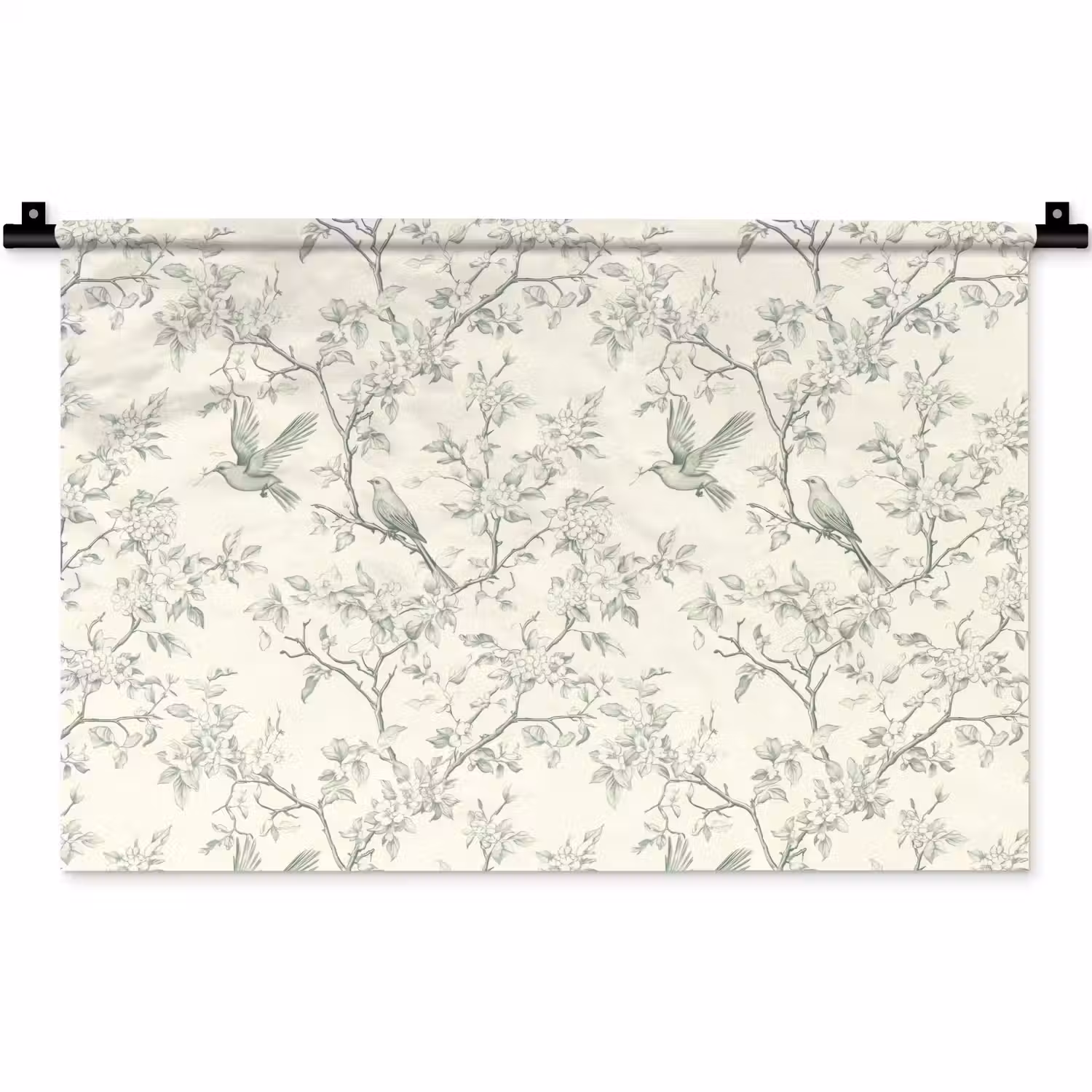 Klassiek - Vogels - Groen Wandkleed katoen klein 269 -zz3d