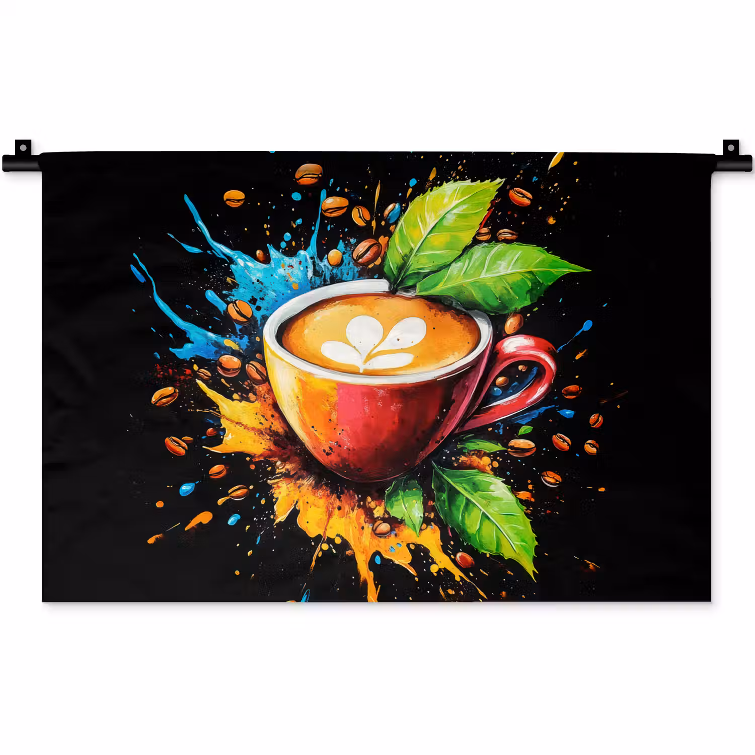 Koffie - Graffiti - Drinken - Abstract Wandkleed katoen klein -zz3d