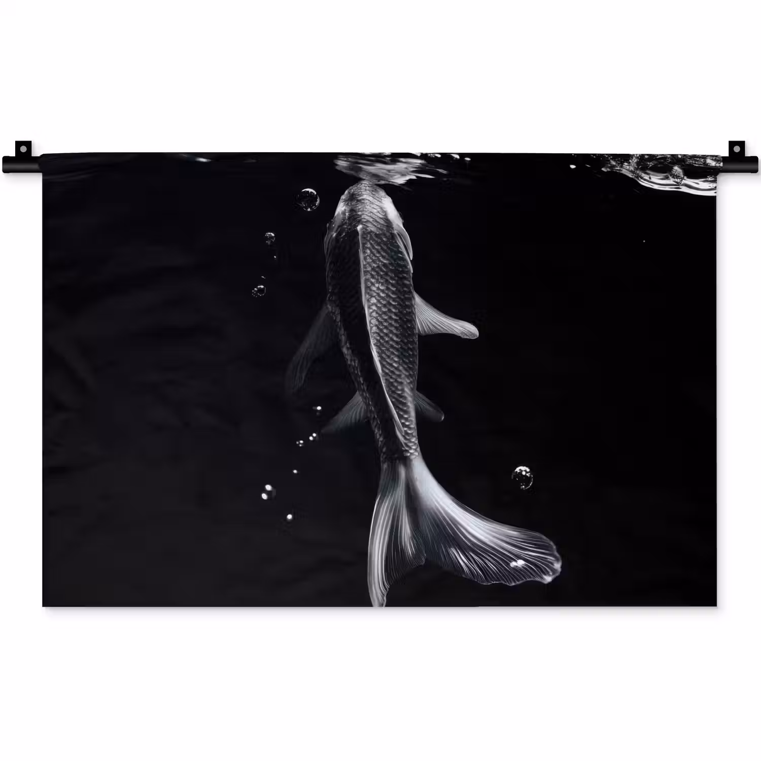 Koi - Vissen - Water - Zwart Wandkleed katoen klein -zz3d
