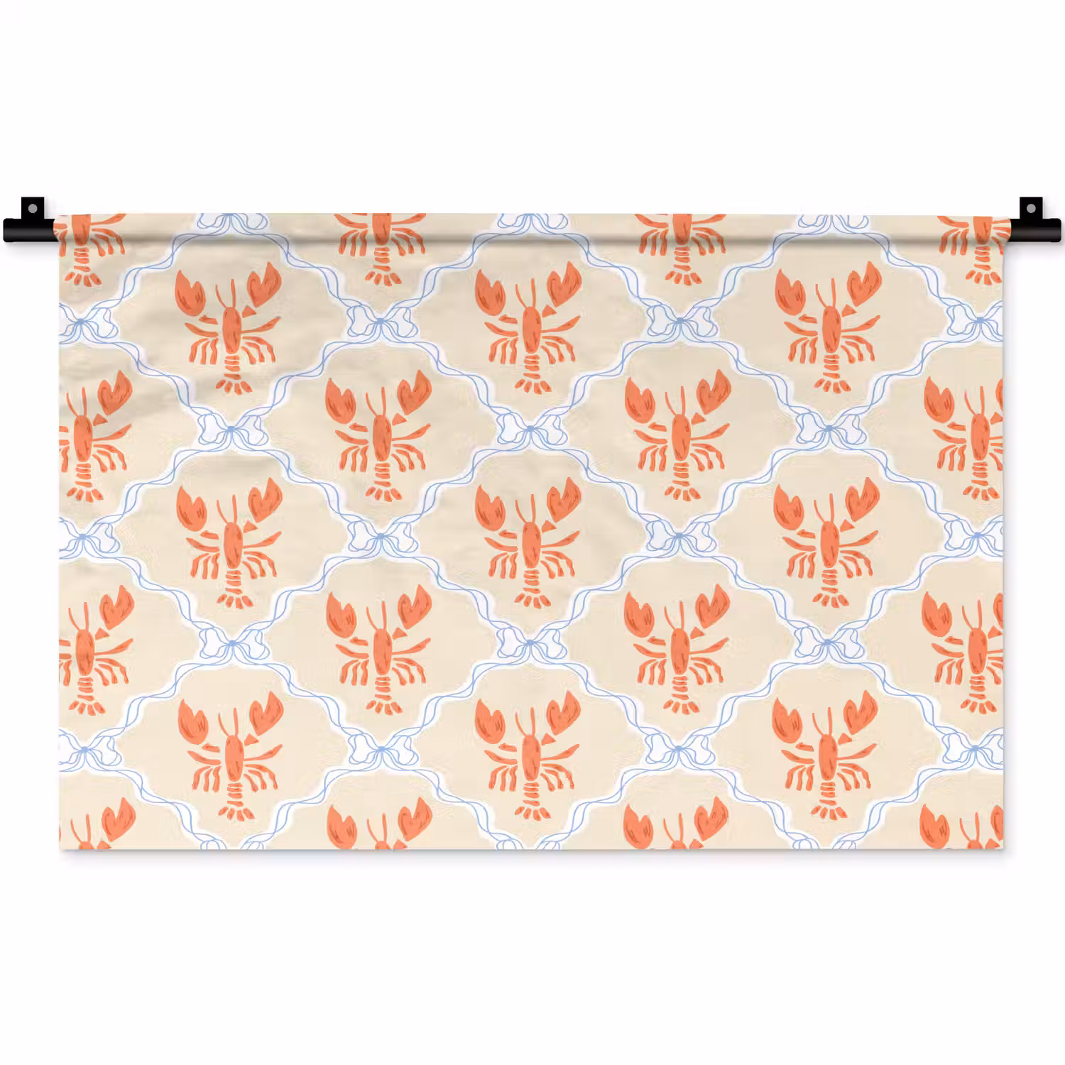 Zee - Kreeft - Blauw - Geel - Oranje Wandkleed katoen klein 269 -zz3d