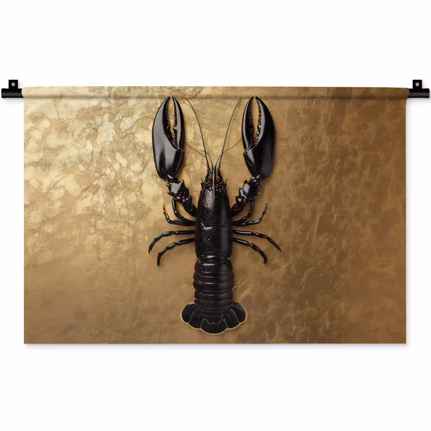 Kreeft - Zwart - Goud - Luxe Wandkleed katoen klein -zz3d