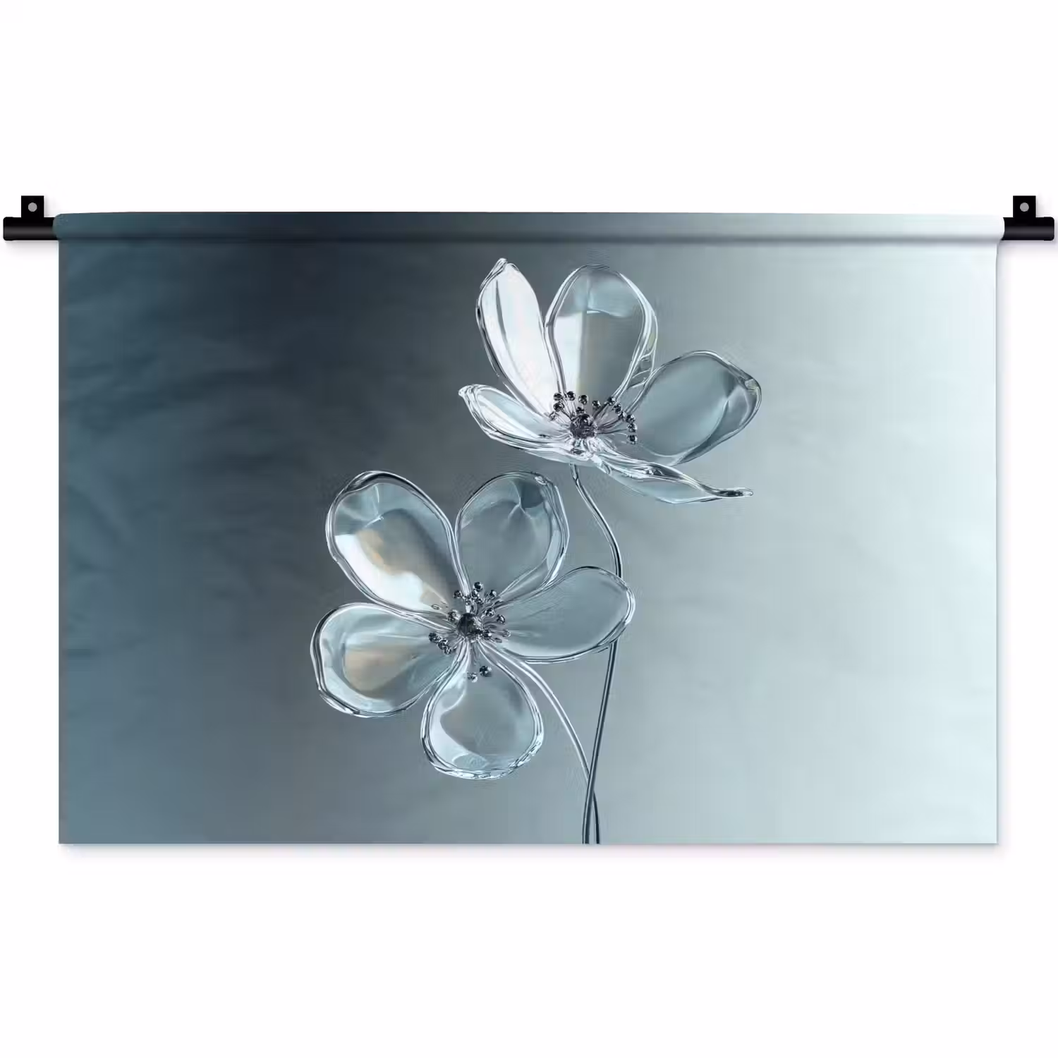 Kristal - Bloemen - Grijs Wandkleed katoen klein -zz3d