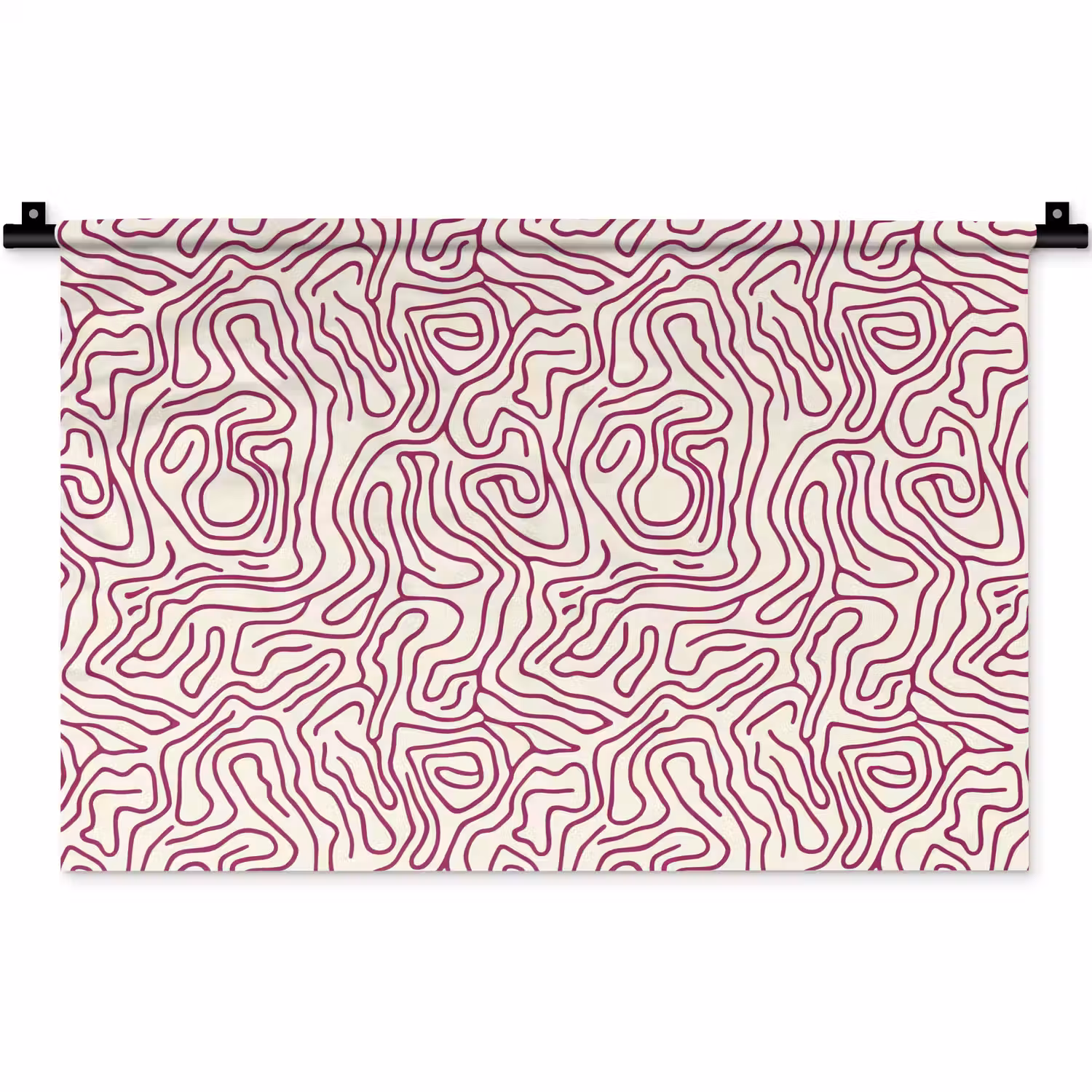 Kronkelende lijn - Magenta - Crème Wandkleed katoen klein 269 -zz3d