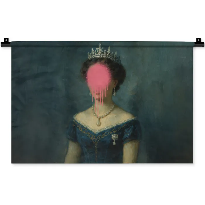 Kroon - Roze druipend verf - Portret Wandkleed katoen klein -zz3d