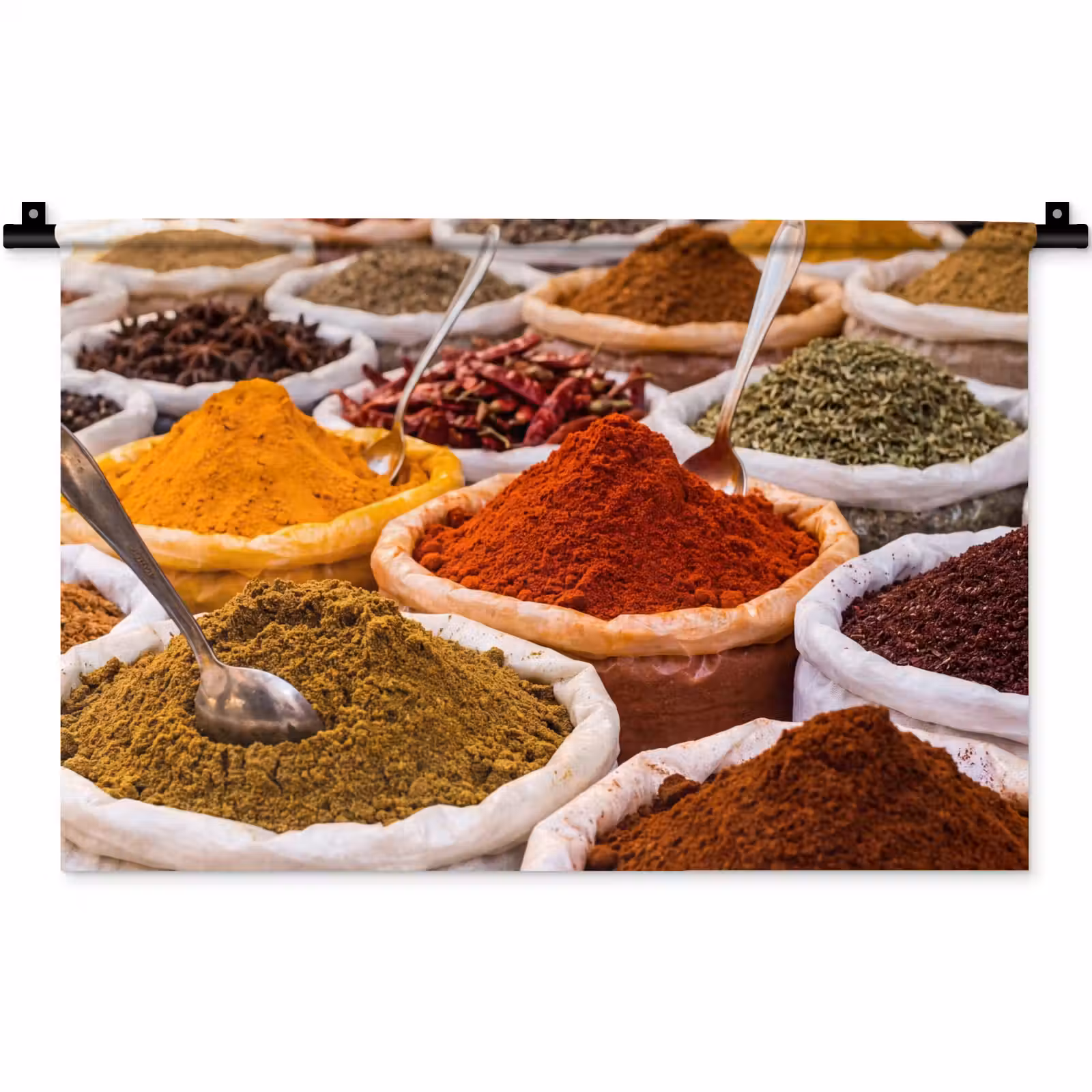 Wandkleed - Kruiden - Markt - Eten - Kruiden - Markt - Eten Wandkleed katoen klein