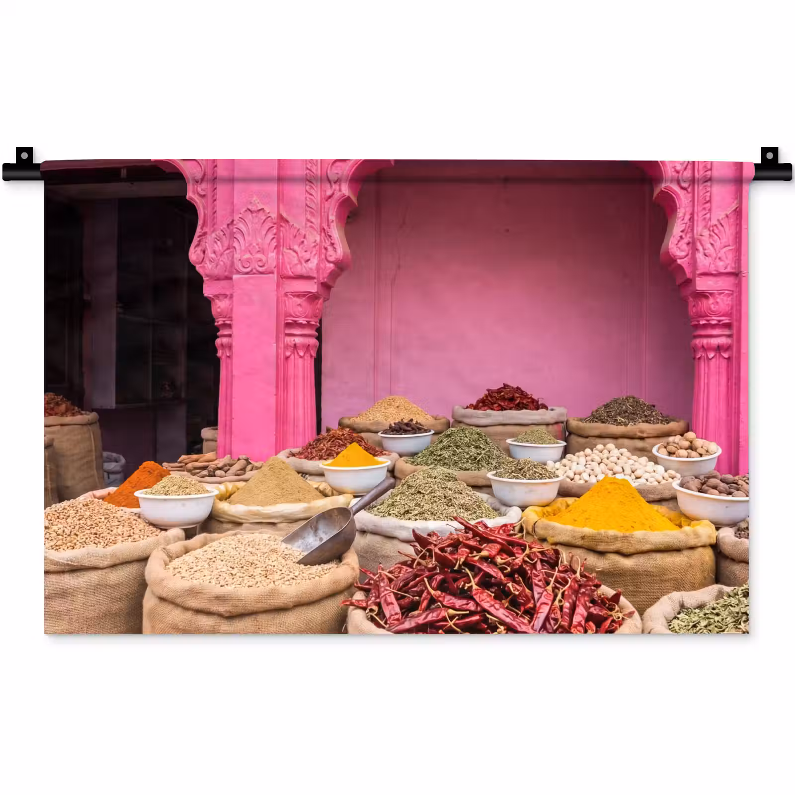 Wandkleed - Kruiden - Markt - Roze - Kruiden - Markt - Roze Wandkleed katoen klein