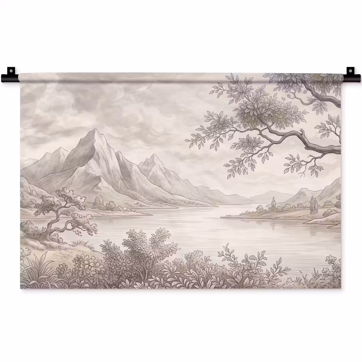 Landschap - Bergen - Meer - Natuur Wandkleed katoen klein -zz3d