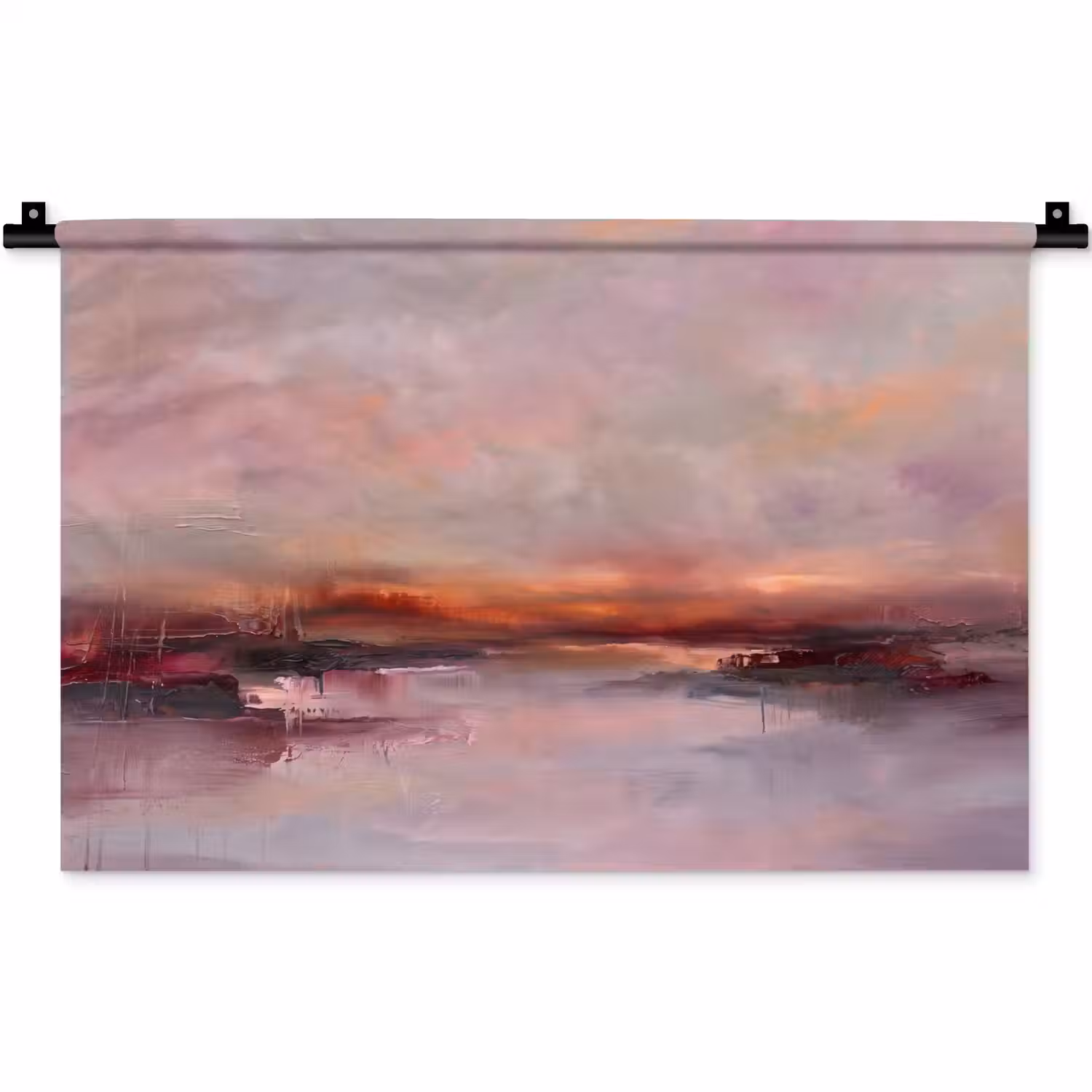 Landschap - Zonsondergang - Abstract - Modern - Roze Wandkleed katoen klein -zz3d