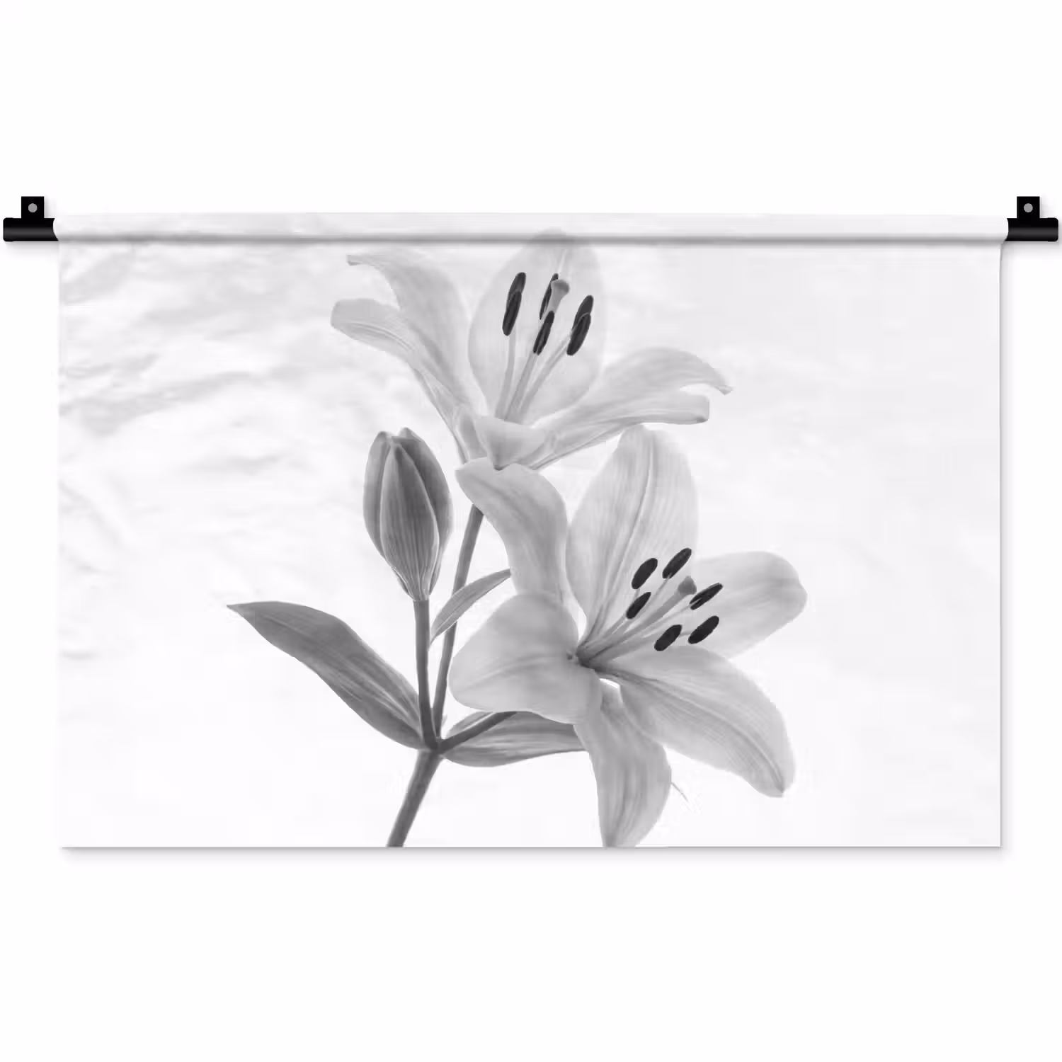Lelies - Elegant - Zwart - Wit Wandkleed katoen klein -zz3d