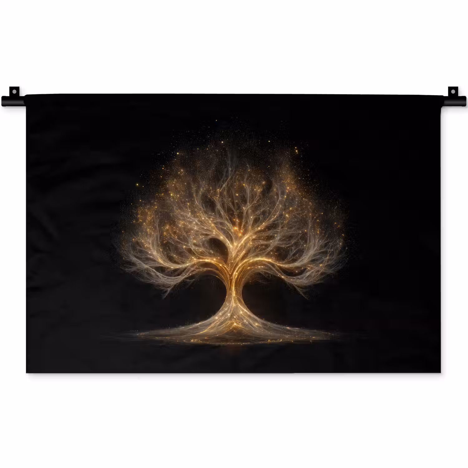 Lichtjes - Boom - Abstract - Zwart Wandkleed katoen klein -zz3d