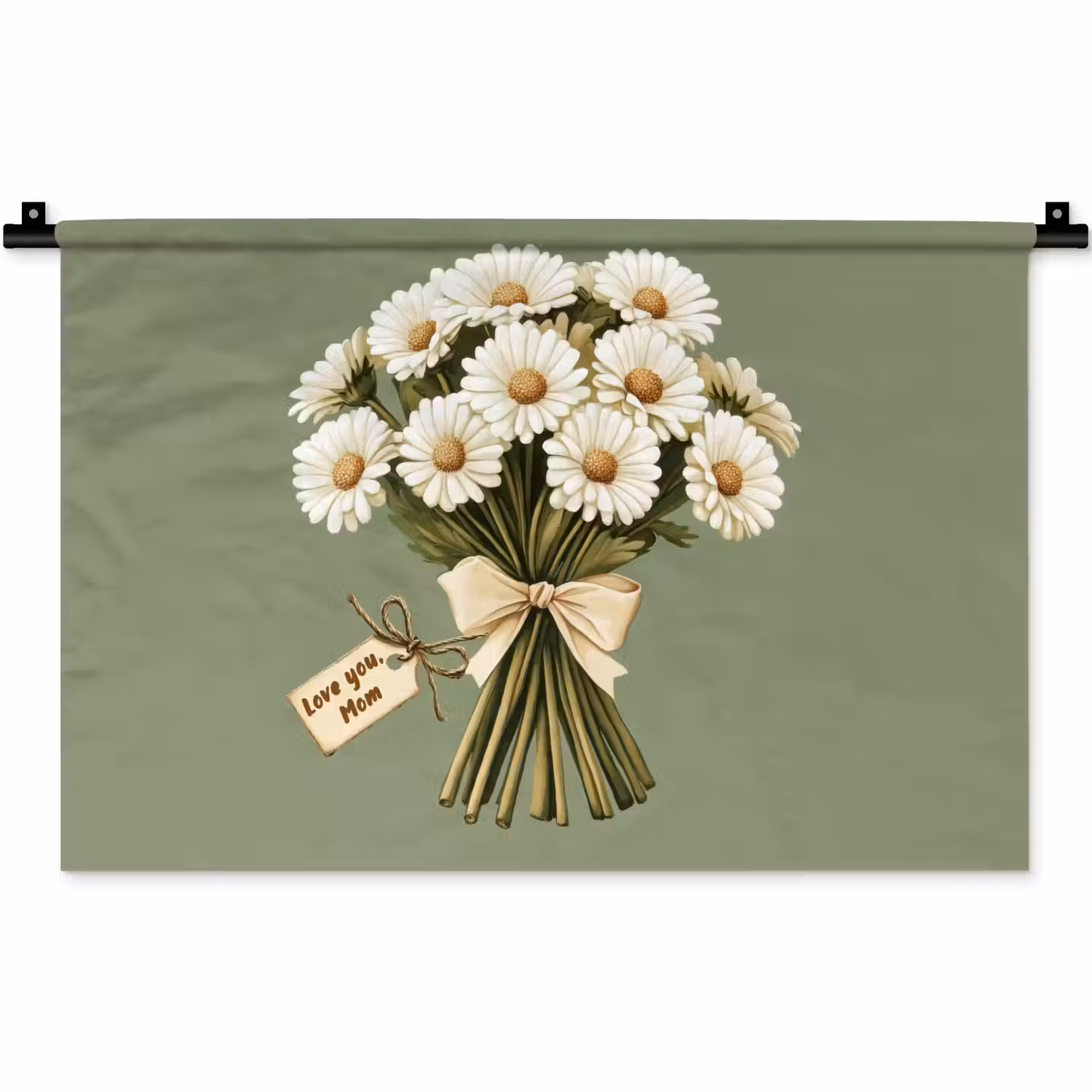 Lint - Boeket - Groen - Quote Wandkleed katoen klein -zz3d