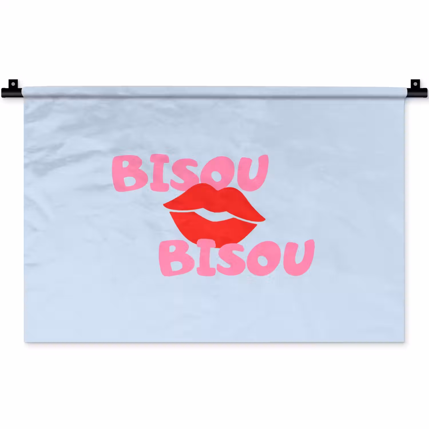 Lippen - Bisou - Blauw Wandkleed katoen klein -zz3d