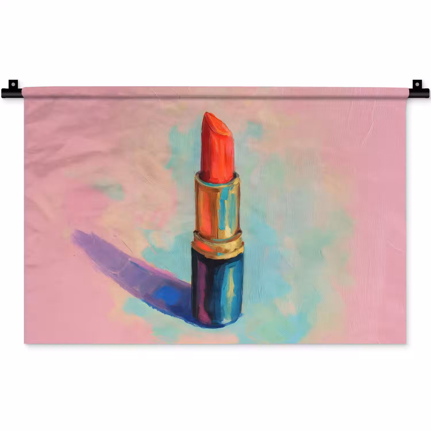 Lippenstift - Rood - Penseelstreken Wandkleed katoen klein -zz3d
