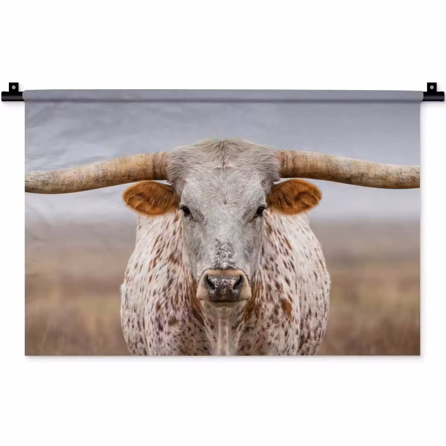 Longhorn - Grasveld - Dier Wandkleed katoen klein -zz3d