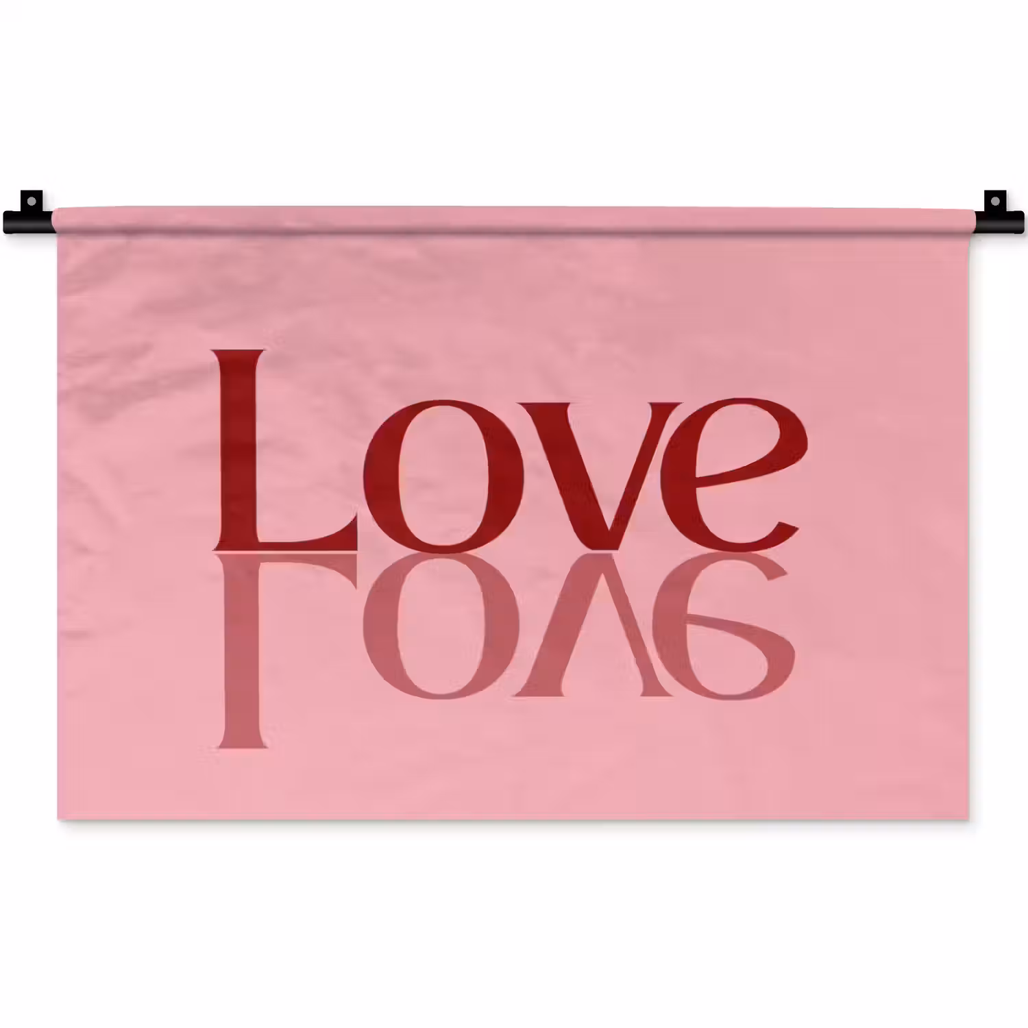 Love - Roze - Spiegeling Wandkleed katoen klein -zz3d