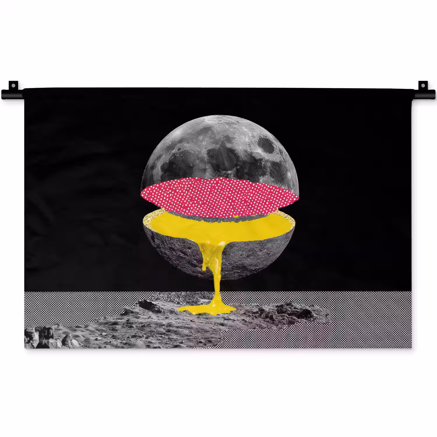 Maan - Geel - Roze - Zwart Wandkleed katoen klein -zz3d