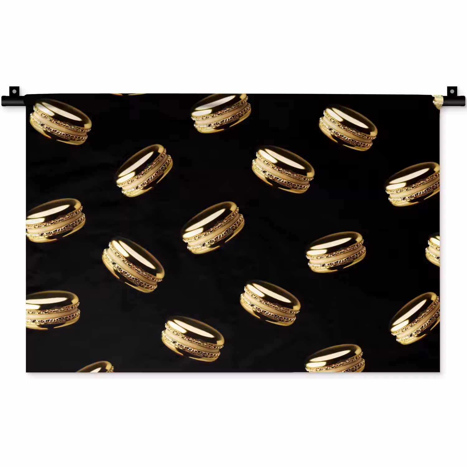 Macarons - Patroon - Goud - Zwart Wandkleed katoen klein -zz3d