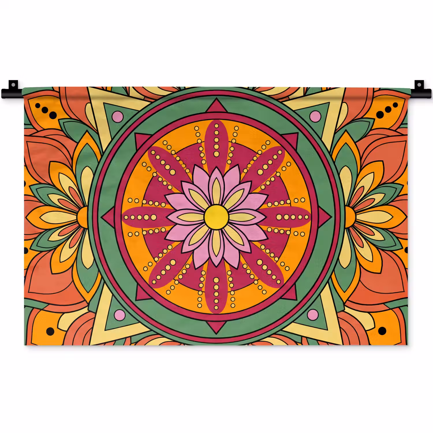 Mandala - Bloemen - Abstract - Kleurrijk Wandkleed katoen klein -zz3d