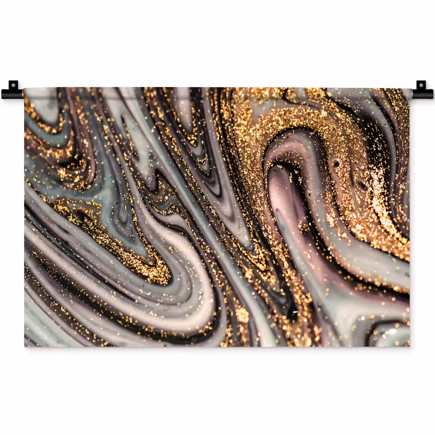 Marmerlook - Goud - Glitter - Luxe - Marmer - Wit Wandkleed katoen klein -zz3d