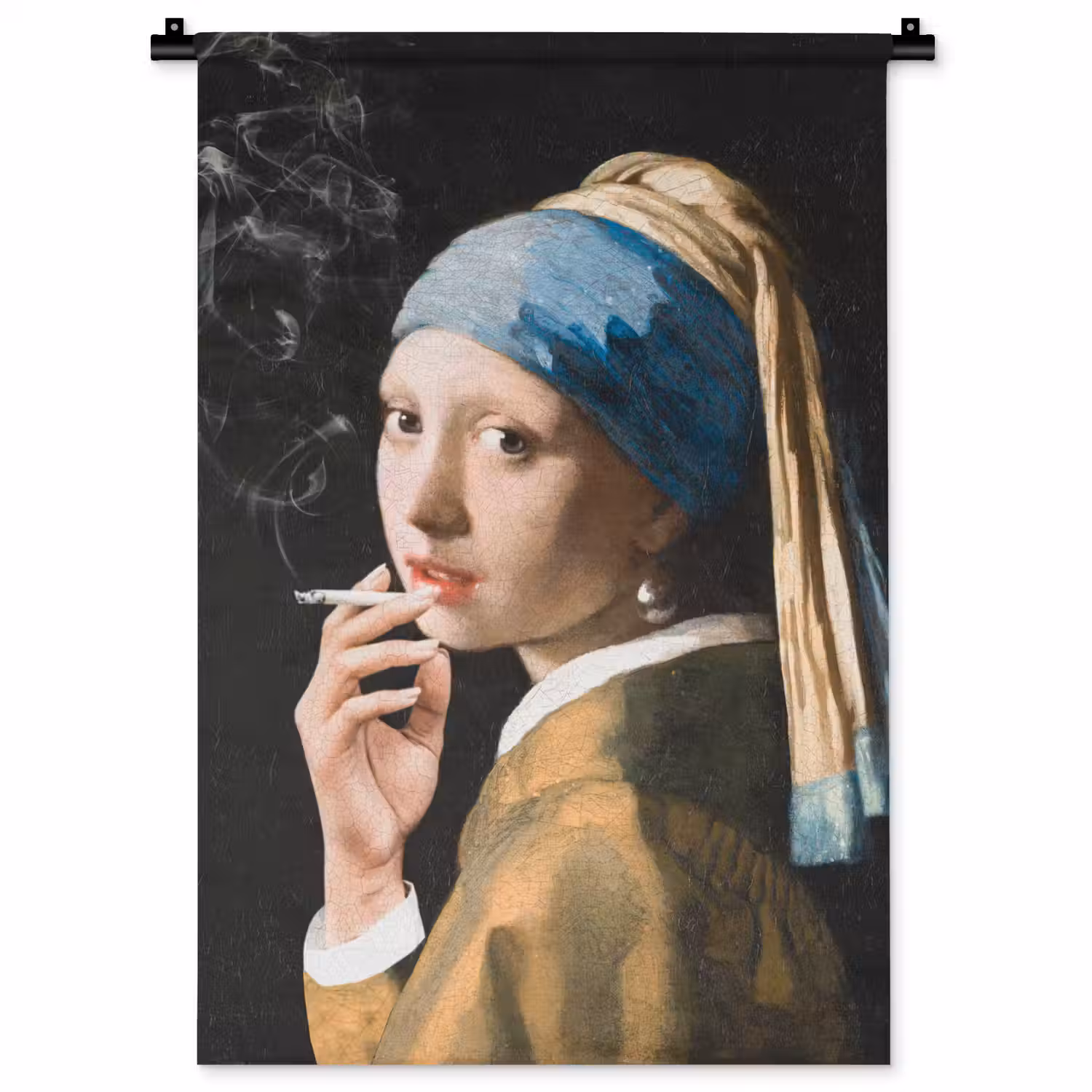 Meisje met de parel - Johannes Vermeer - Sigaretten Wandkleed katoen klein -zz3d