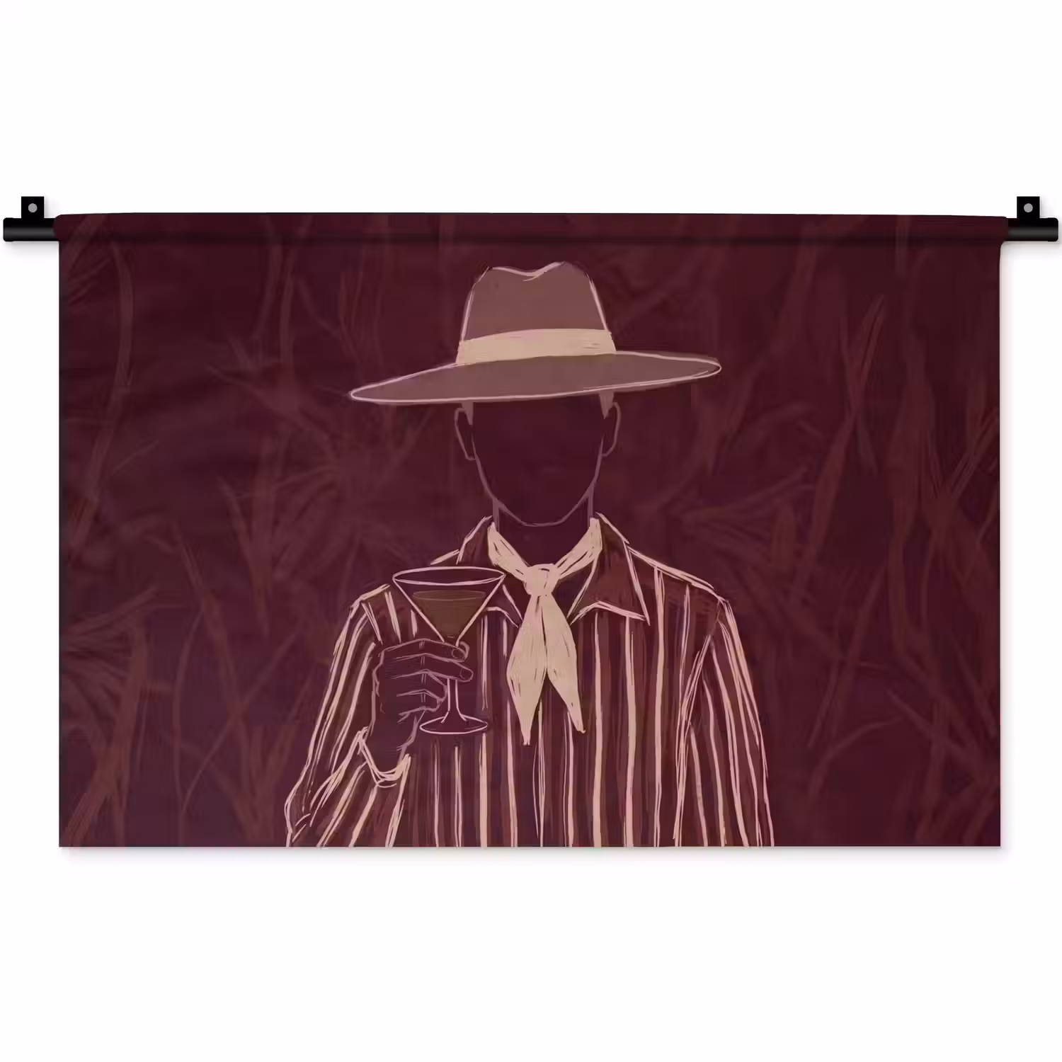 Mens - Hoed - Cocktail - Abstract - Bruin Wandkleed katoen klein -zz3d