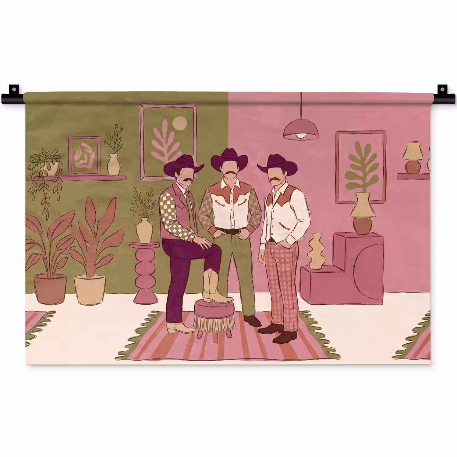 Mensen - Mannen - Hoeden - Retro - Interieur Wandkleed katoen klein -zz3d