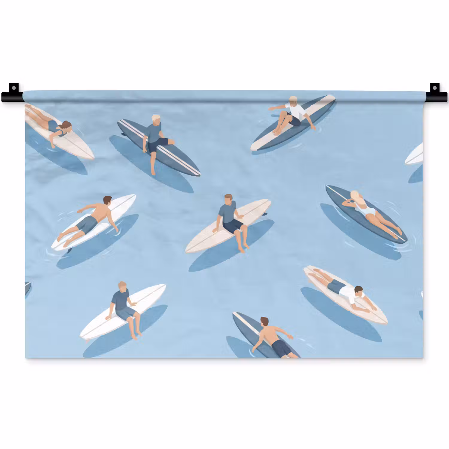 Mensen - Surfen - Water - Zomer - Illustratie Wandkleed katoen klein -zz3d