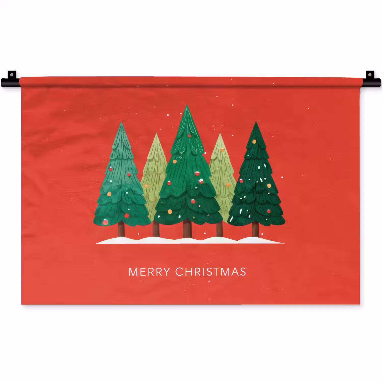 Minimalistisch - Kerstbomen - Rood - Sneeuw Wandkleed katoen klein -zz3d