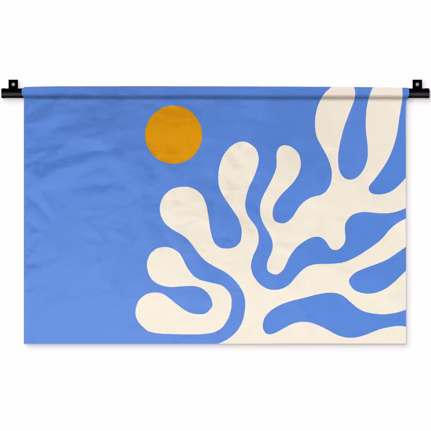 Minimalistisch - Organisch patroon - Blauw Wandkleed katoen klein -zz3d