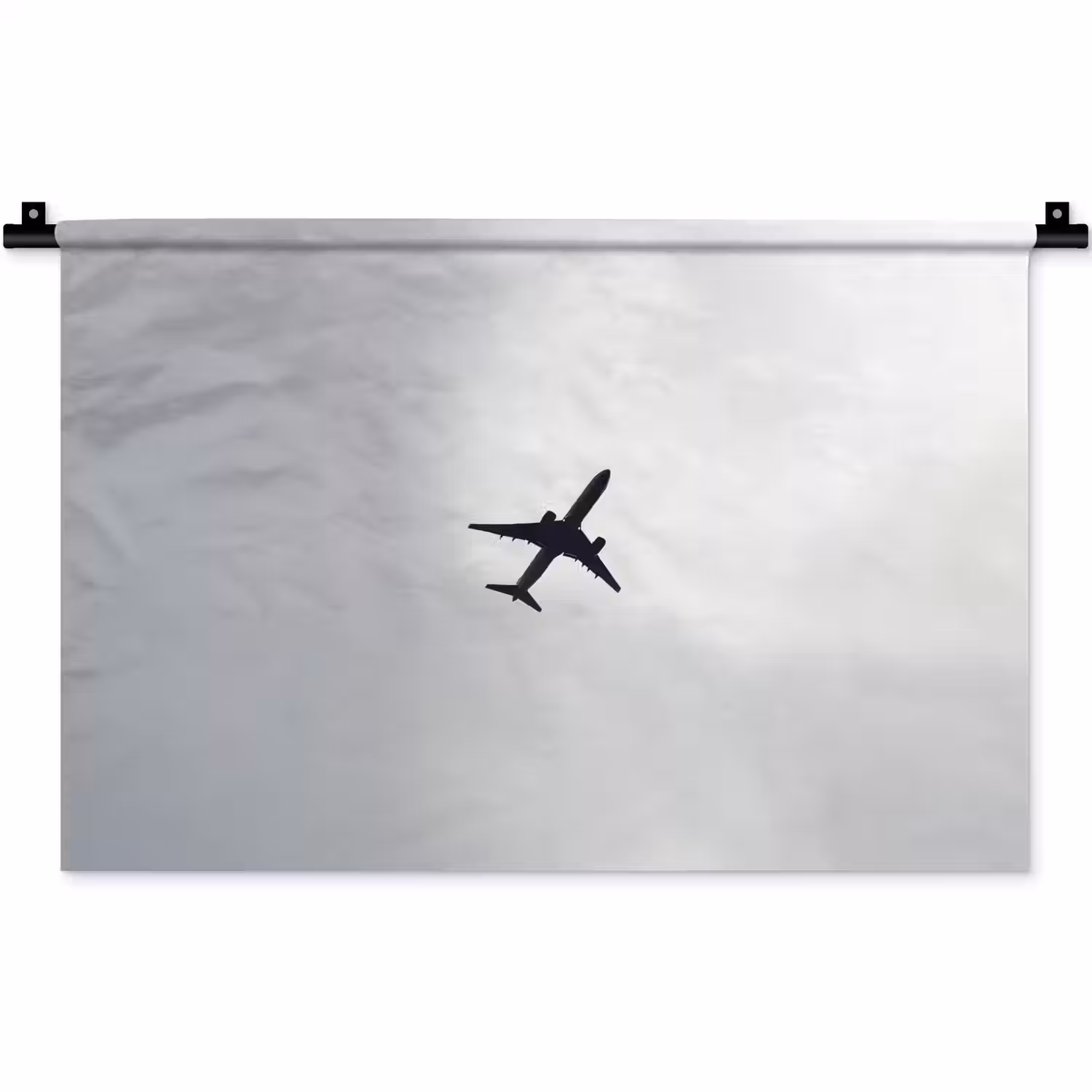 Minimalistisch - Silhouet - Zwart - Vliegtuig Wandkleed katoen klein -zz3d